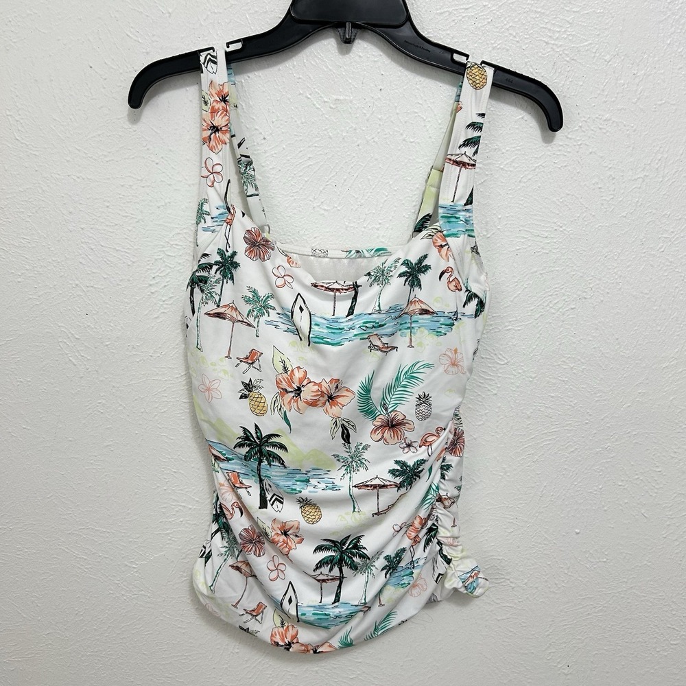 Miraclesuit Talbots Sanibel Tankini Colorful Beach Scene Size 10 Swimsuit Top